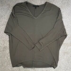 White House Black Market Olive Green V-Neck Sweater
